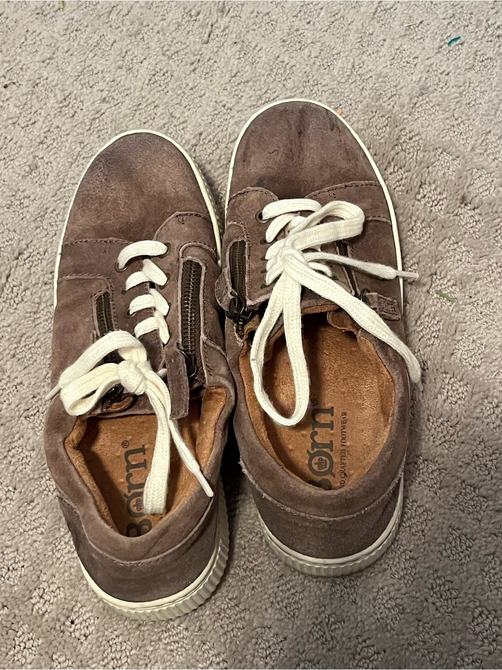 Born Brown Lace-Up Casual Shoe - White Laces. Classic. Unassuming. Walking.